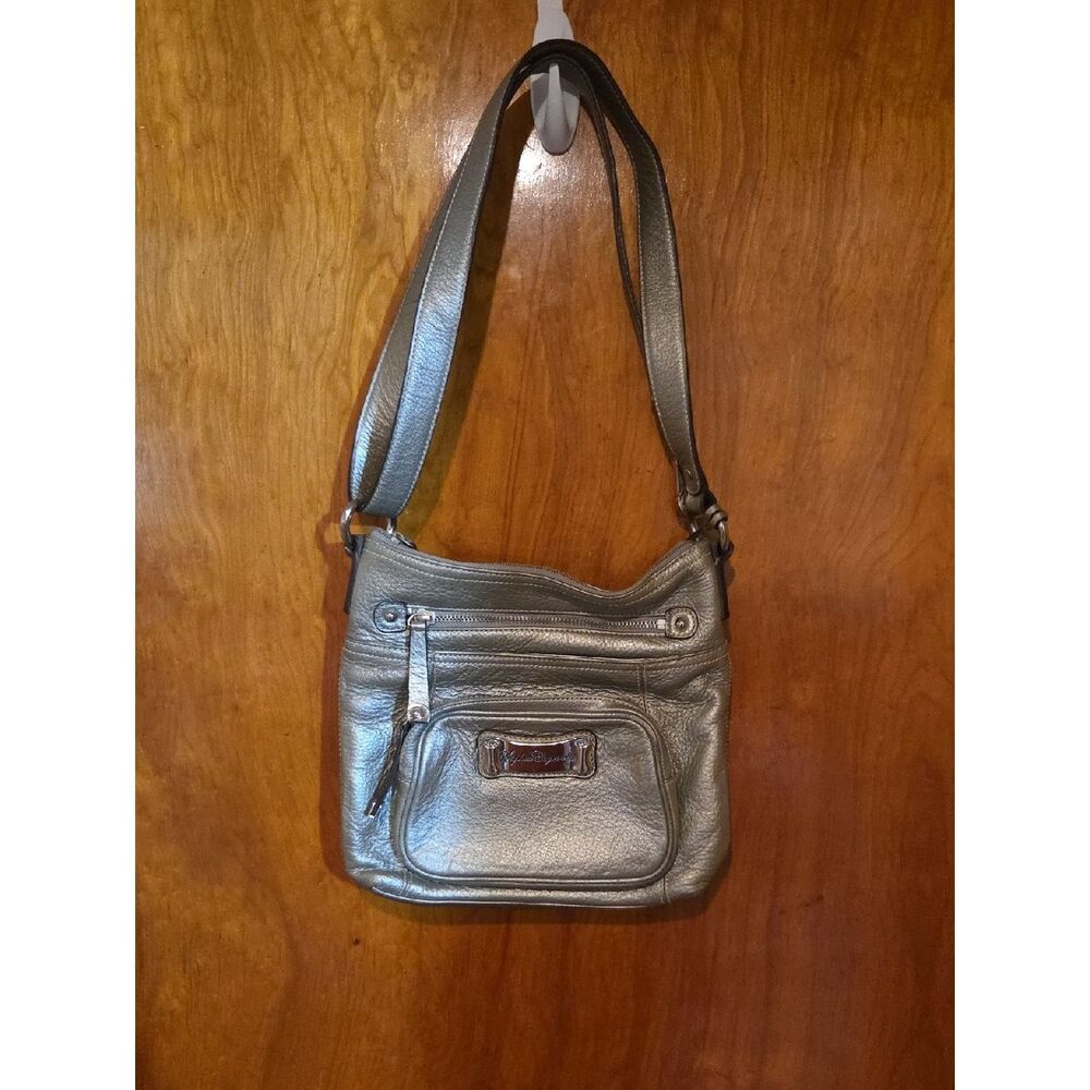 Metallic Gray Crossbody Shoulder Bag